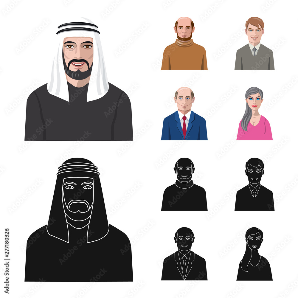 Vector design of hairstyle and profession sign. Set of hairstyle and character stock vector illustration. Vector design of hairstyle and profession sign. Set of hairstyle and character stock vector illustration.