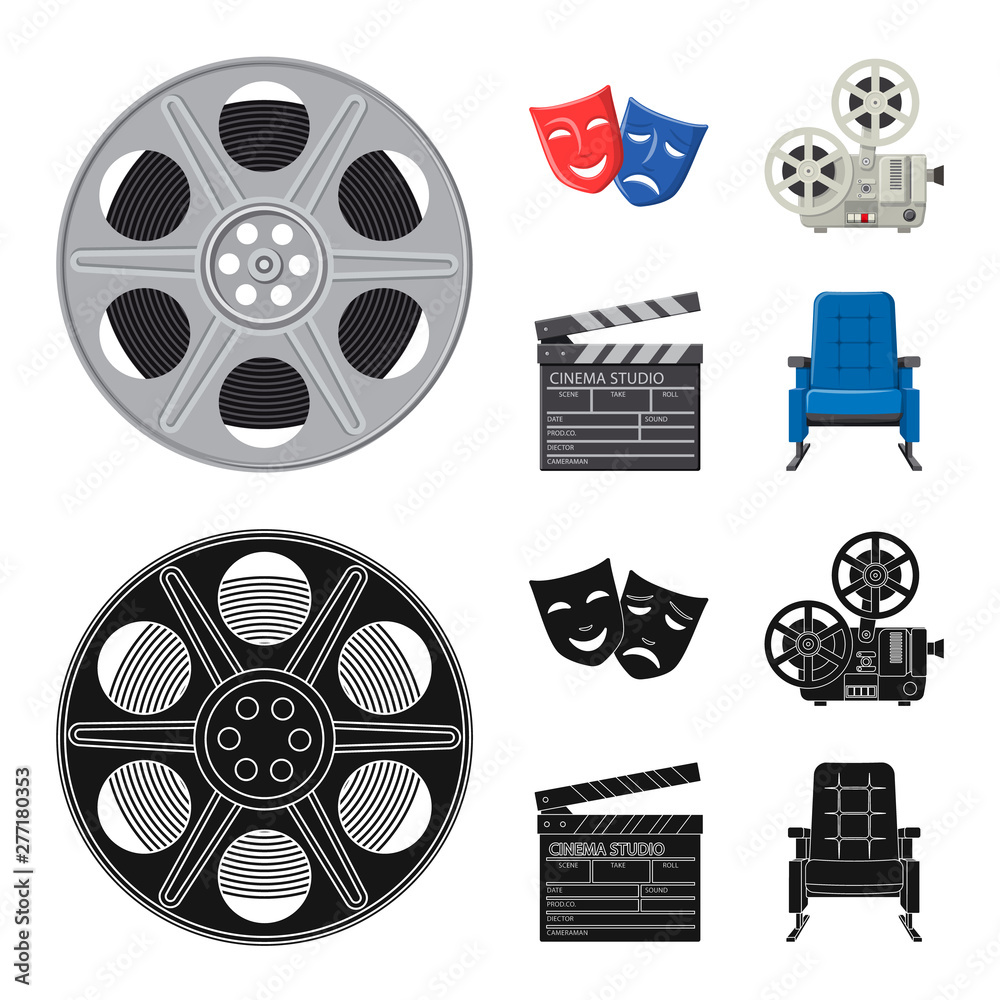 Vector illustration of television and filming sign. Collection of television and viewing stock symbol for web.