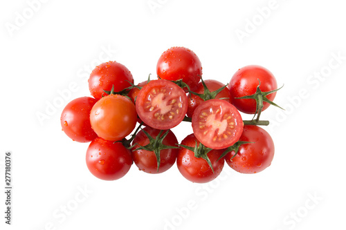 Fresh cherry tomatoes on white background with clipping path, Isolated background.