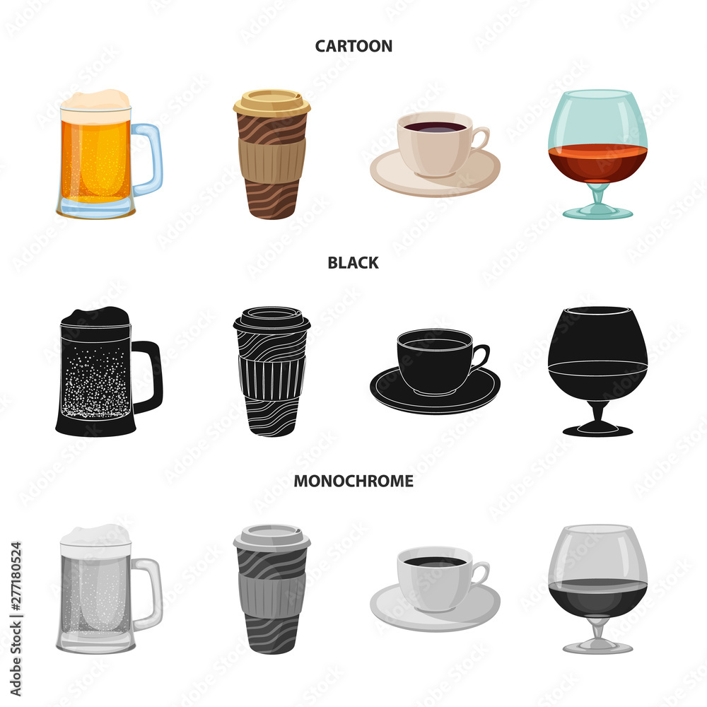 Obraz premium Vector design of drink and bar logo. Set of drink and party stock vector illustration.