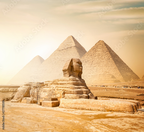 Sphinx and pyramids photo