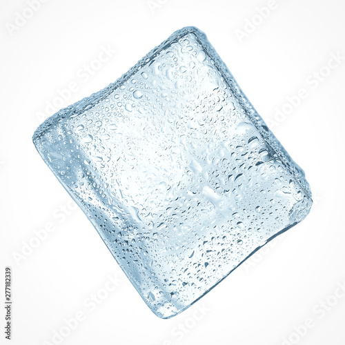 Cold ice cubes on white space 