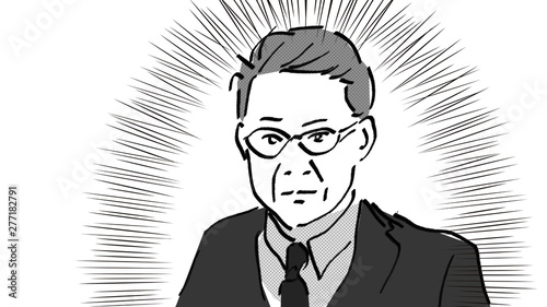 サラリーマン管理職イメージの白黒漫画風イラスト素材 Stock Illustration Adobe Stock