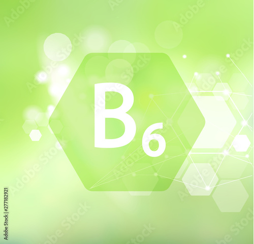 Vitamin B6. Abstract green background.