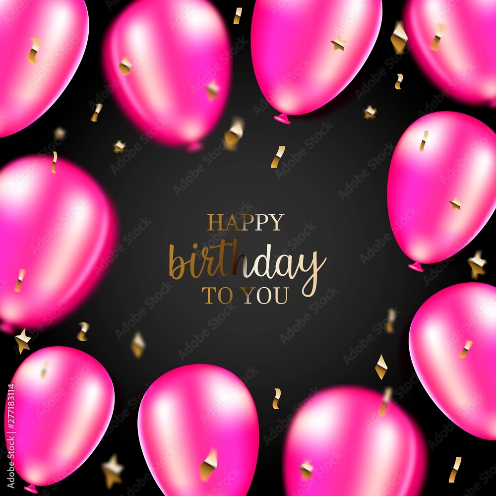 Happy Birthday background. Pink Balloons. Stock Vector | Adobe Stock