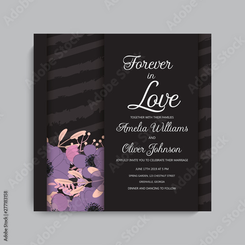 Wedding invitation with colorful flower.