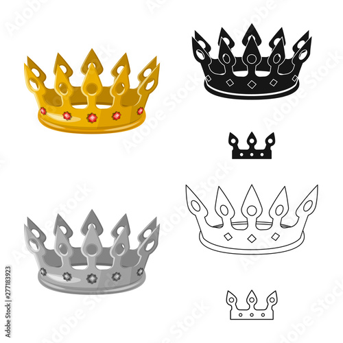 Isolated object of medieval and nobility icon. Collection of medieval and monarchy stock vector illustration.
