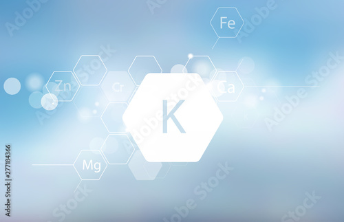 Potassium. Abstract composition with the scientific designation