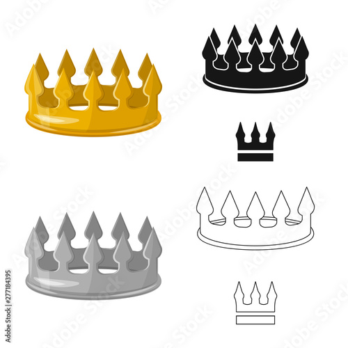 Vector illustration of medieval and nobility sign. Collection of medieval and monarchy vector icon for stock.