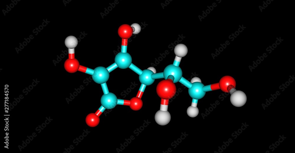 Ascorbic acid molecular structure isolated on black Ascorbic acid molecular structure isolated on black