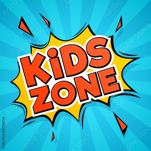 Kids zone. abstract colors cartoon children logo for stickers and playing room, playground and banner design isolated vector image