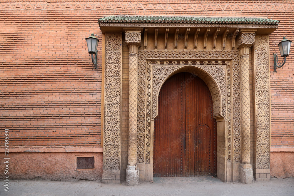 Decorative design of the doorway in the city of Marrakesh.