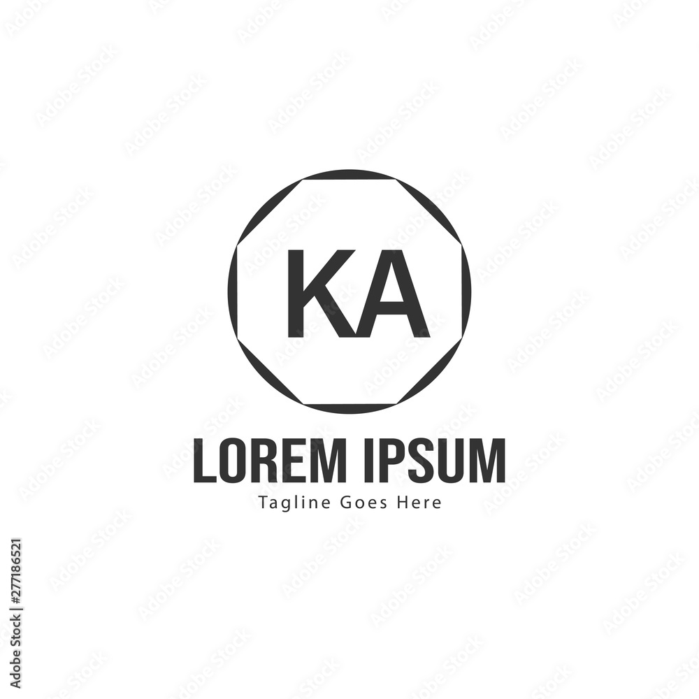 Initial KA logo template with modern frame. Minimalist KA letter logo vector illustration Initial KA logo template with modern frame. Minimalist KA letter logo vector illustration