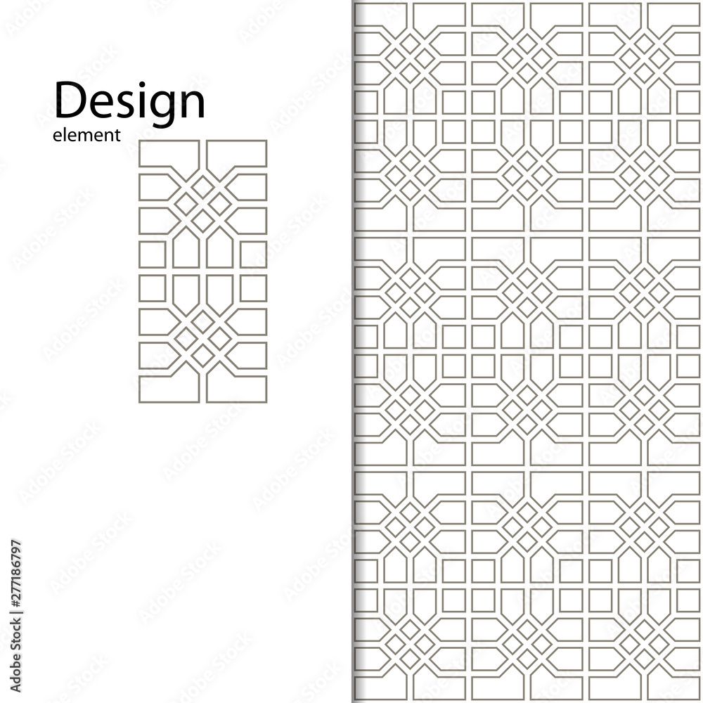 Traditional Arabic seamless ornament. Geometric pattern seamless for your design.  Geometric pattern for laser cutting, for embossed on the skin. Interior decoration, graphic design. Geometric pattern