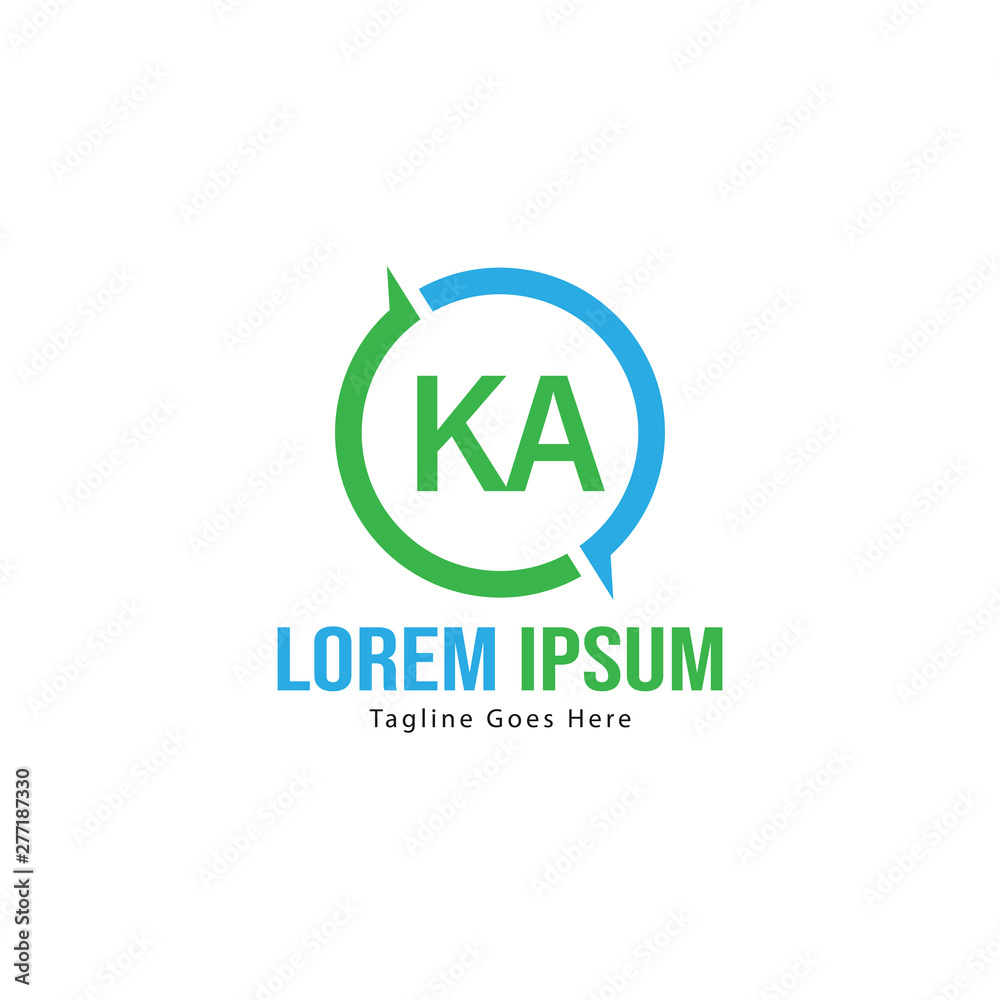 Initial KA logo template with modern frame. Minimalist KA letter logo vector illustration Initial KA logo template with modern frame. Minimalist KA letter logo vector illustration