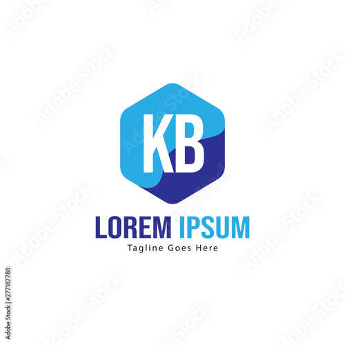 Initial KB logo template with modern frame. Minimalist KB letter logo vector illustration