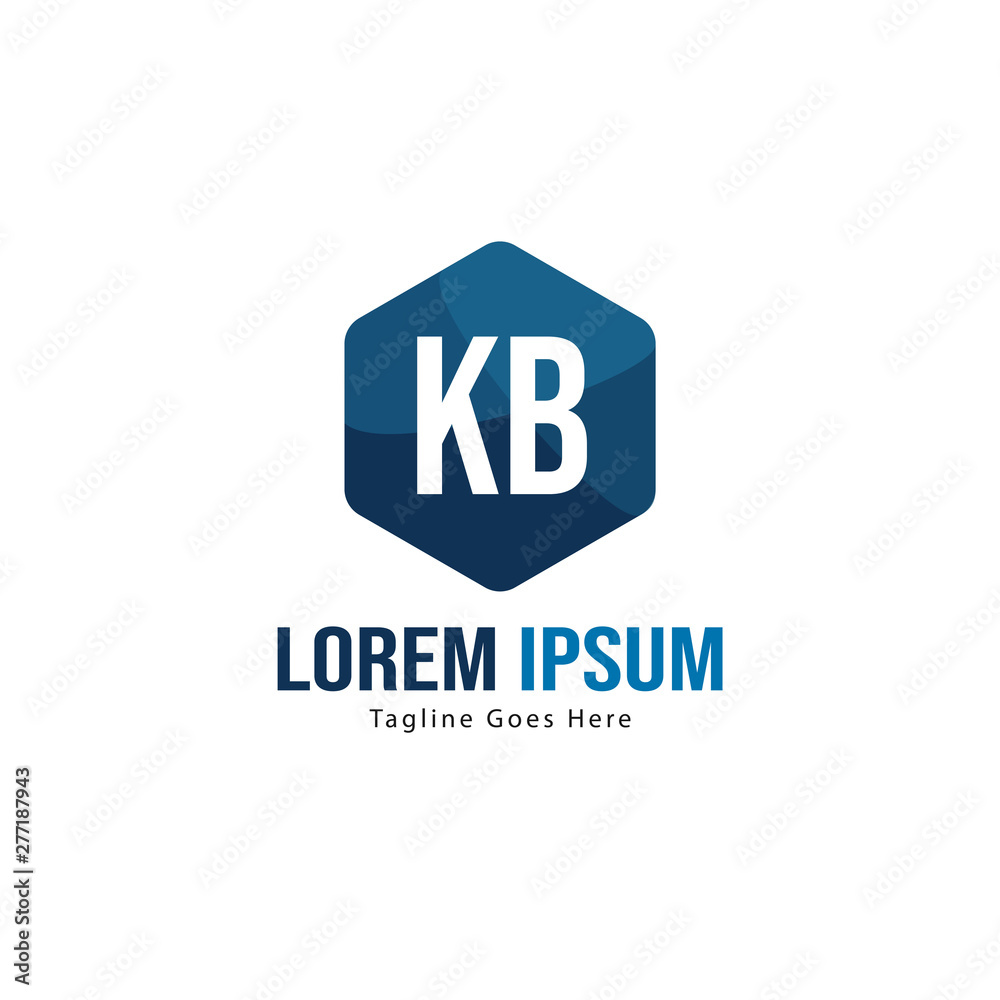 Initial KB logo template with modern frame. Minimalist KB letter logo vector illustration