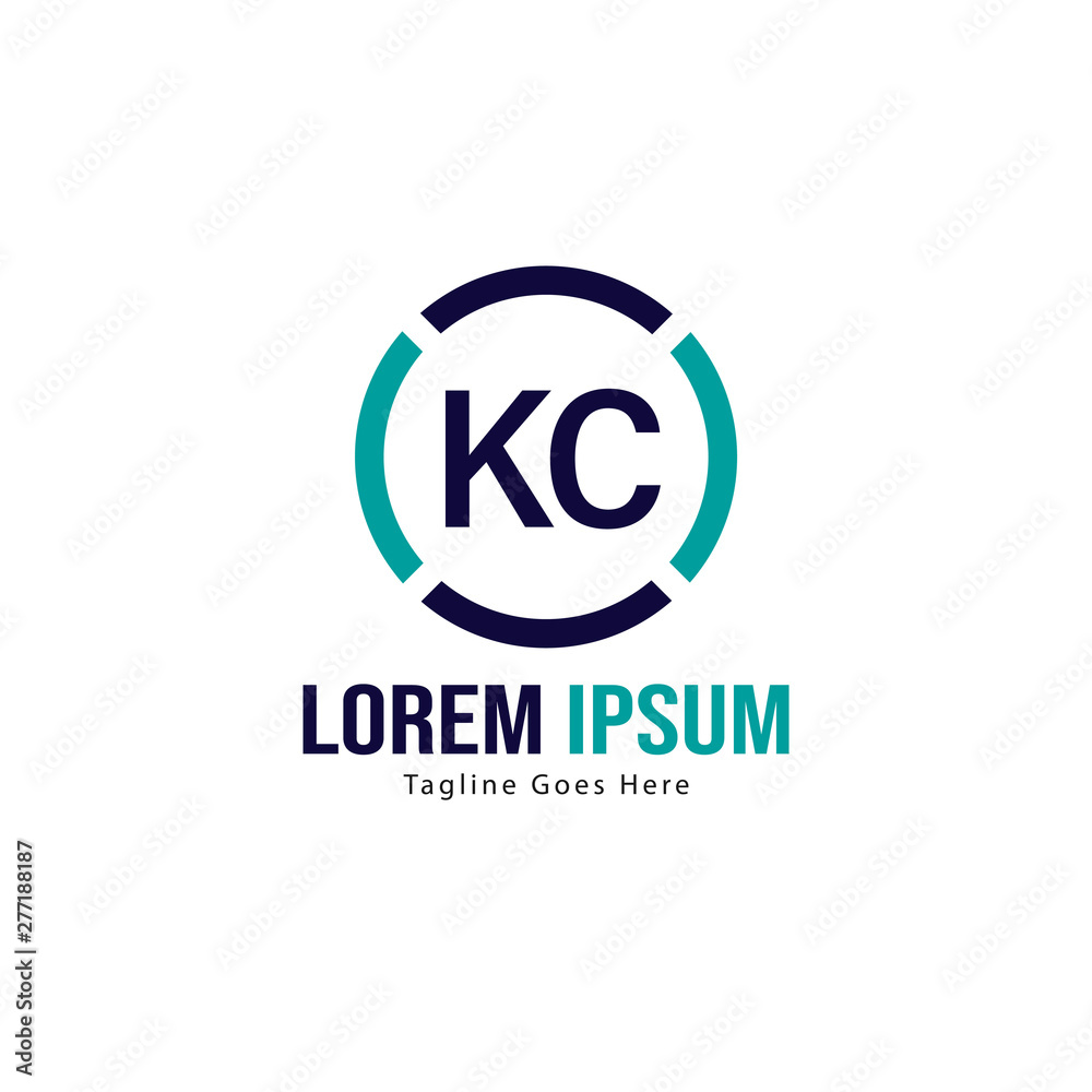 Initial KC logo template with modern frame. Minimalist KC letter logo vector illustration Initial KC logo template with modern frame. Minimalist KC letter logo vector illustration