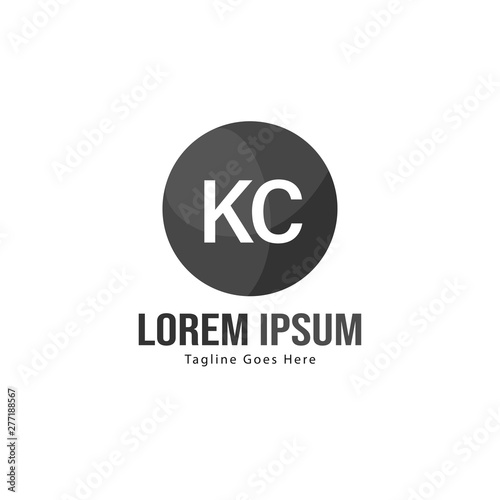 Initial KC logo template with modern frame. Minimalist KC letter logo vector illustration