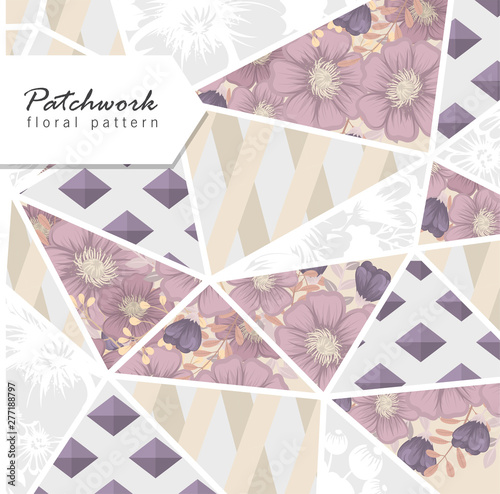 Abstract patchwork with flowers