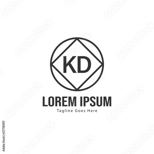 Initial KD logo template with modern frame. Minimalist KD letter logo vector illustration