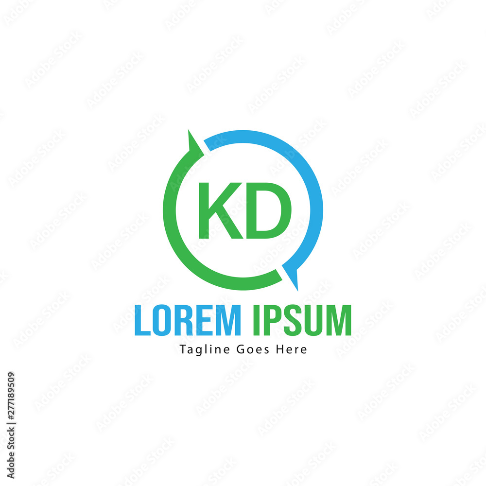 Initial KD logo template with modern frame. Minimalist KD letter logo vector illustration Initial KD logo template with modern frame. Minimalist KD letter logo vector illustration