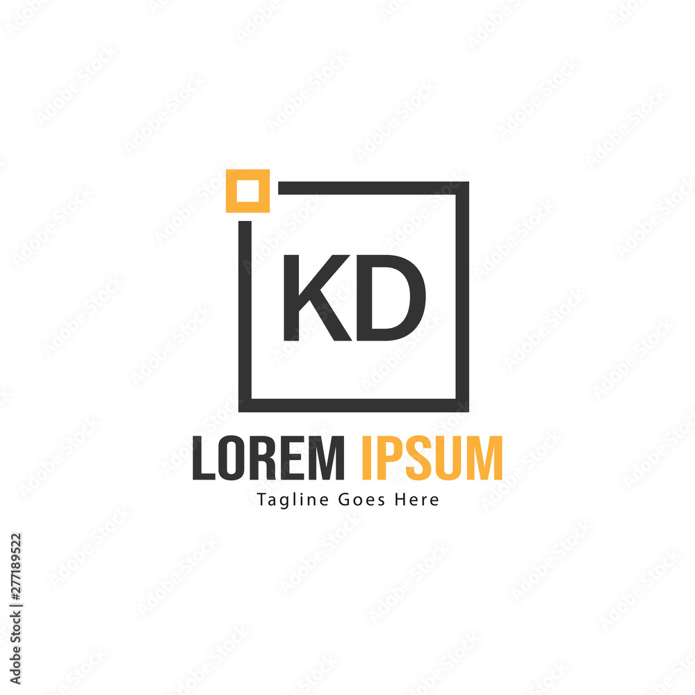 Obraz premium Initial KD logo template with modern frame. Minimalist KD letter logo vector illustration