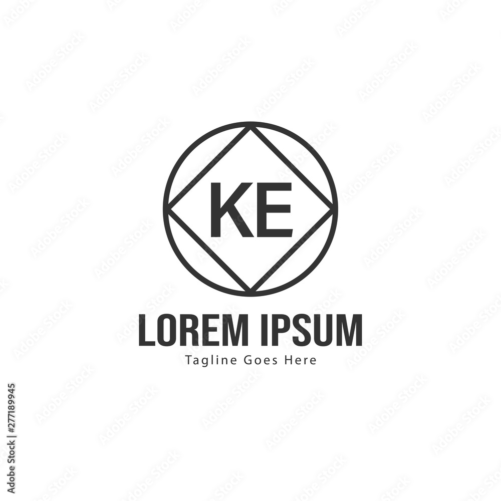 Initial KE logo template with modern frame. Minimalist KE letter logo vector illustration Initial KE logo template with modern frame. Minimalist KE letter logo vector illustration