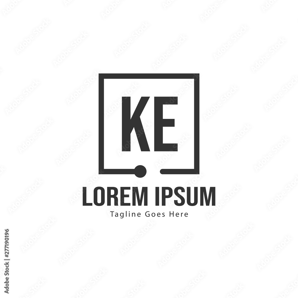 Initial KE logo template with modern frame. Minimalist KE letter logo vector illustration Initial KE logo template with modern frame. Minimalist KE letter logo vector illustration