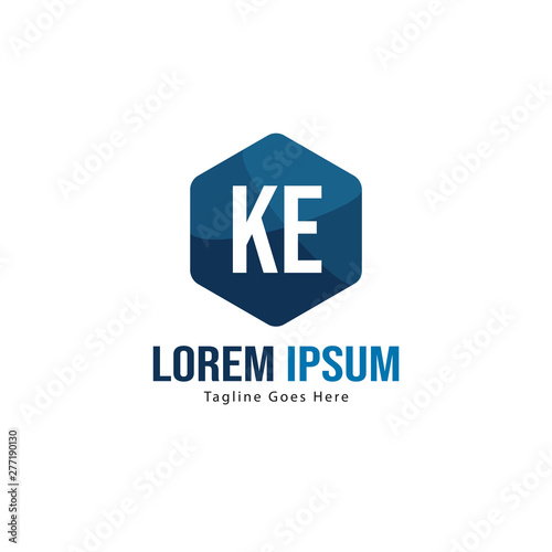 Initial KE logo template with modern frame. Minimalist KE letter logo vector illustration