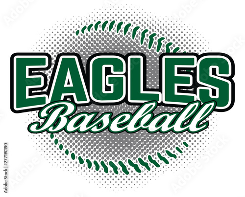 Eagles Baseball Design is a team design template that includes a softball graphic and overlaying text. Great for advertising and promotion for teams or schools.