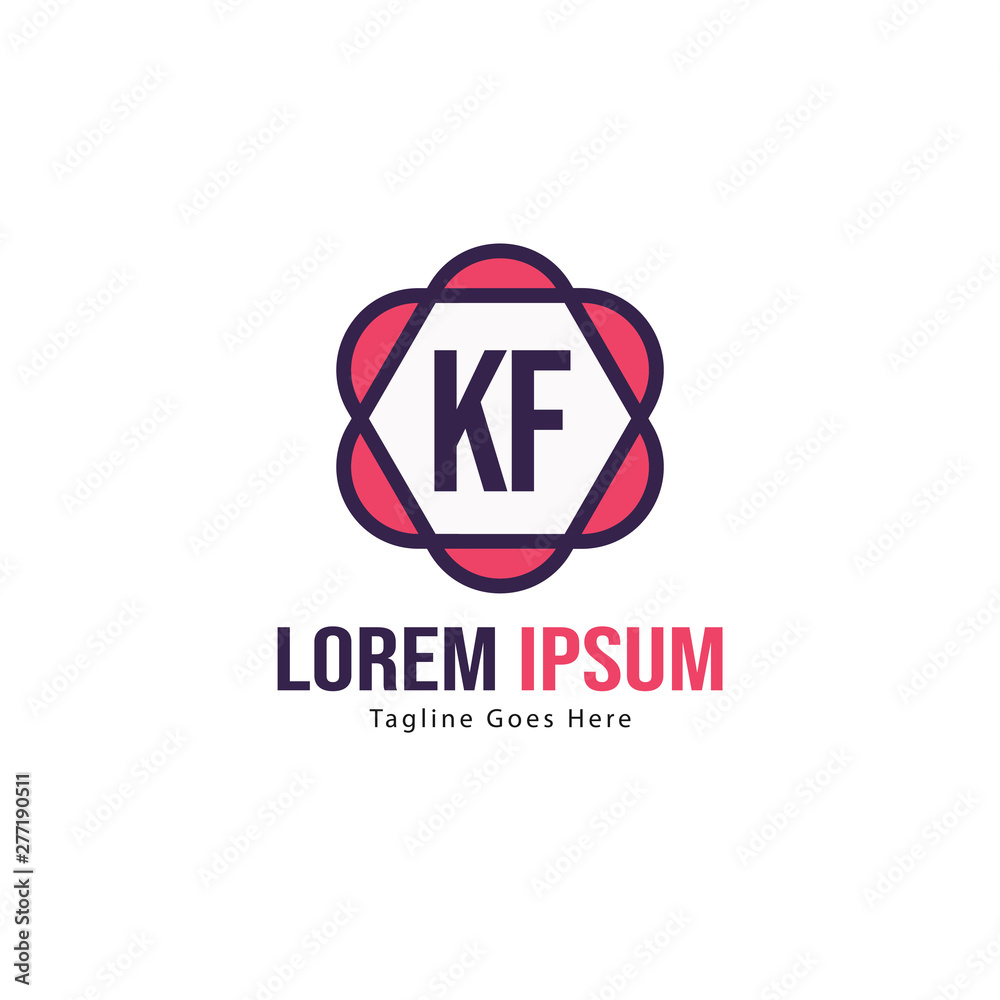 Fototapeta premium Initial KF logo template with modern frame. Minimalist KF letter logo vector illustration