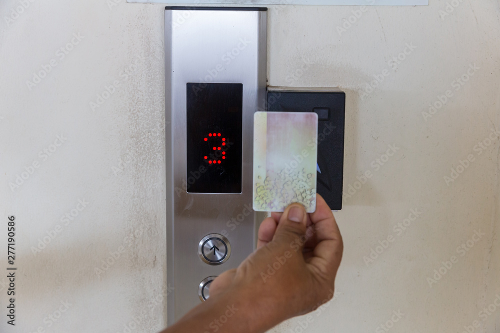 securing lift or elevator access control. elevator access control, Hand