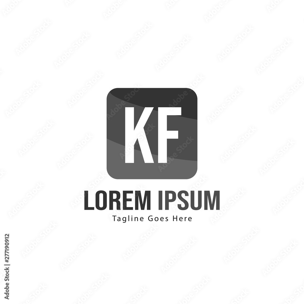 Initial KF logo template with modern frame. Minimalist KF letter logo vector illustration