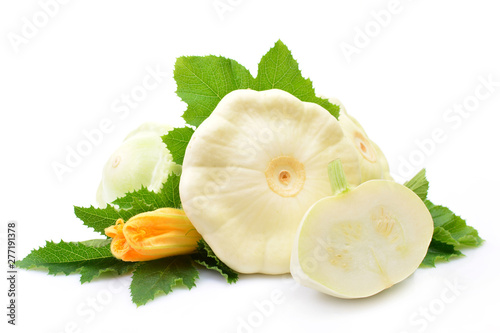 Fresh green squash isolated on a white background