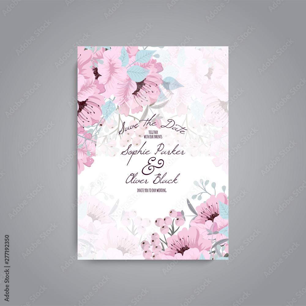 Wedding invitation with colorful flower. Wedding invitation with colorful flower.