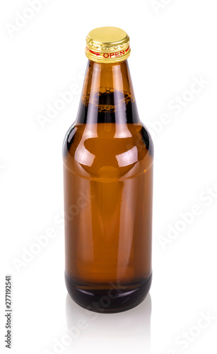 brown glass beverage bottle isolated on white background