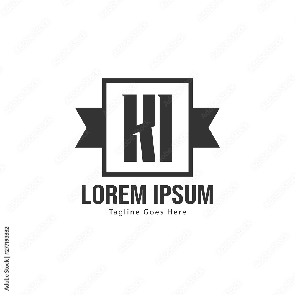 Initial KI logo template with modern frame. Minimalist KI letter logo vector illustration