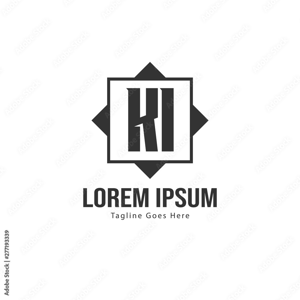 Initial KI logo template with modern frame. Minimalist KI letter logo vector illustration Initial KI logo template with modern frame. Minimalist KI letter logo vector illustration