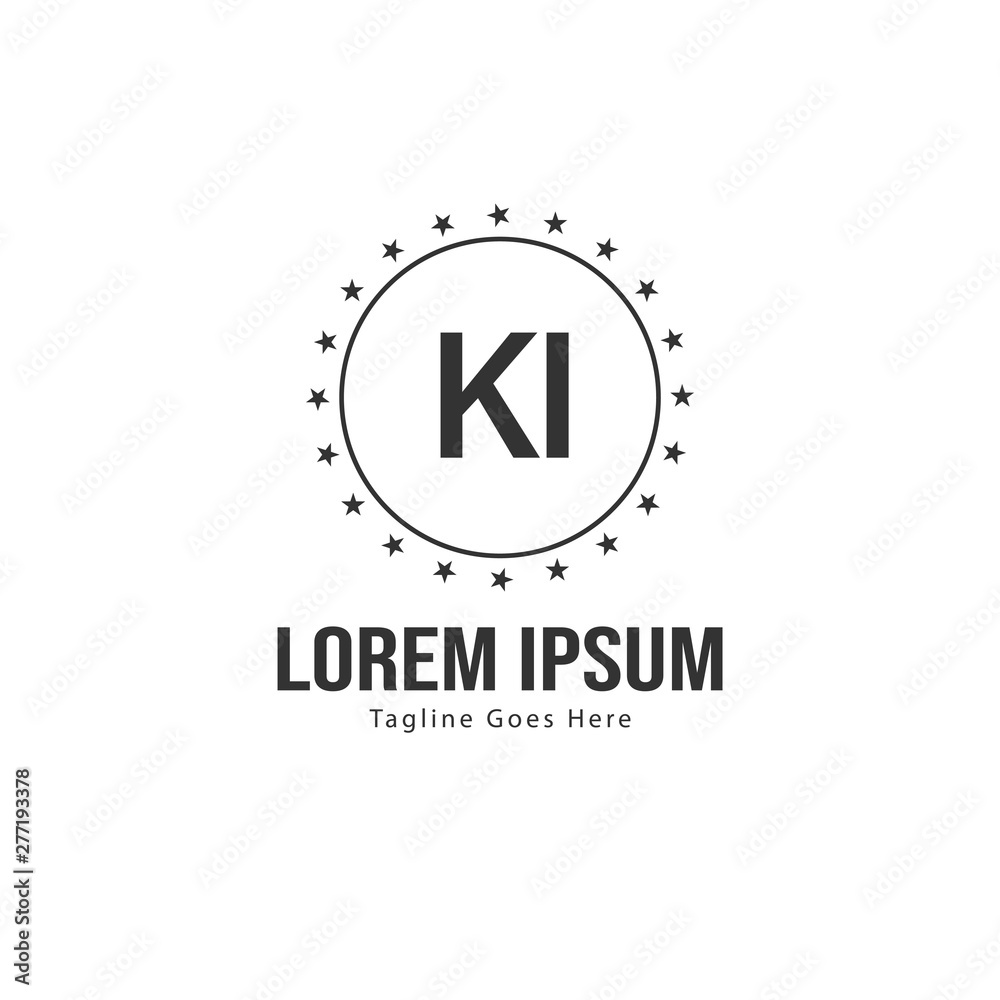 Initial KI logo template with modern frame. Minimalist KI letter logo vector illustration Initial KI logo template with modern frame. Minimalist KI letter logo vector illustration
