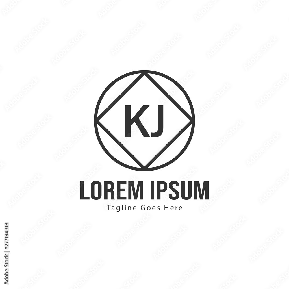 Initial KJ logo template with modern frame. Minimalist KJ letter logo vector illustration Initial KJ logo template with modern frame. Minimalist KJ letter logo vector illustration