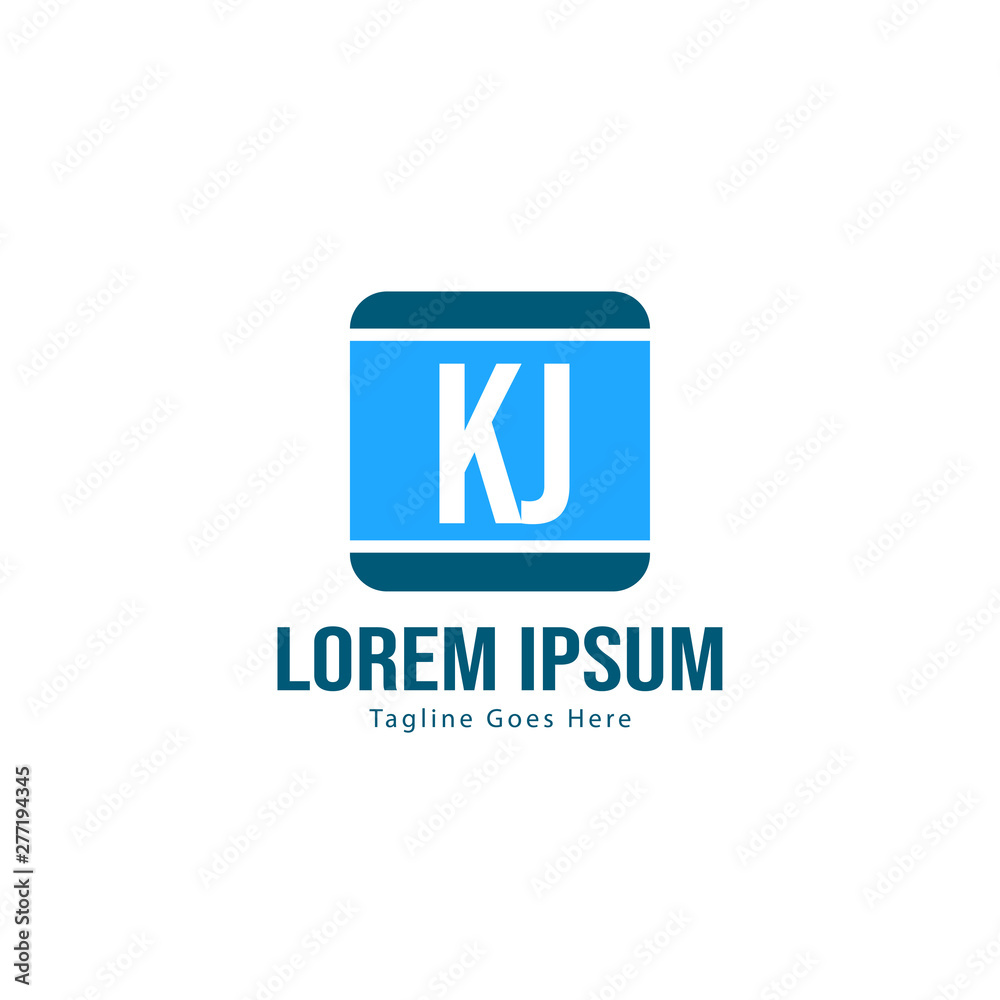 Initial KJ logo template with modern frame. Minimalist KJ letter logo vector illustration Initial KJ logo template with modern frame. Minimalist KJ letter logo vector illustration