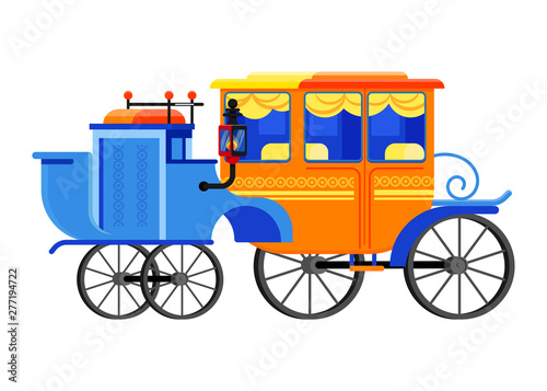 Carriage coach vector vintage transport with old wheels and antique transportation illustration set of coachman character royal for horse and chariot wagon for traveling isolated on white background