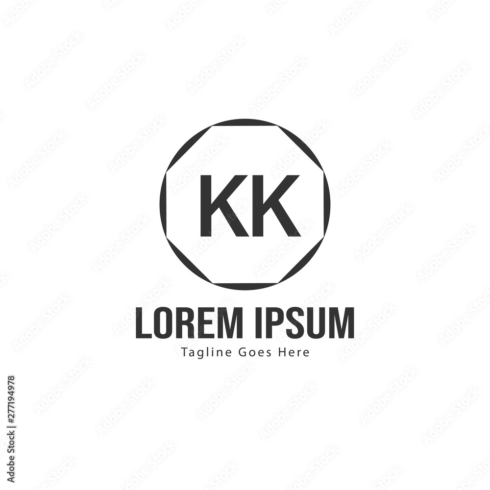 Initial KK logo template with modern frame. Minimalist KK letter logo vector illustration