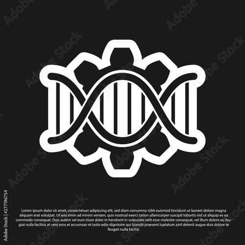 Black Genetic engineering icon isolated on black background. DNA analysis, genetics testing, cloning, paternity testing. Vector Illustration