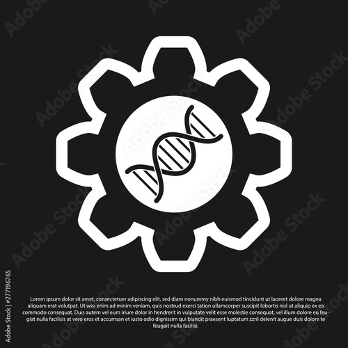 Black Genetic engineering icon isolated on black background. DNA analysis, genetics testing, cloning, paternity testing. Vector Illustration