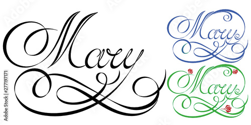 Name Mary, made in the vector for use in various purposes, from embroidery to printing business cards.