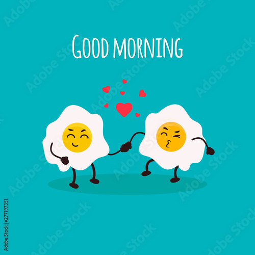 Cute  smiling happy eggs. Card design.Vector flat cartoon character illustration icon design on blue background. Egg character concept