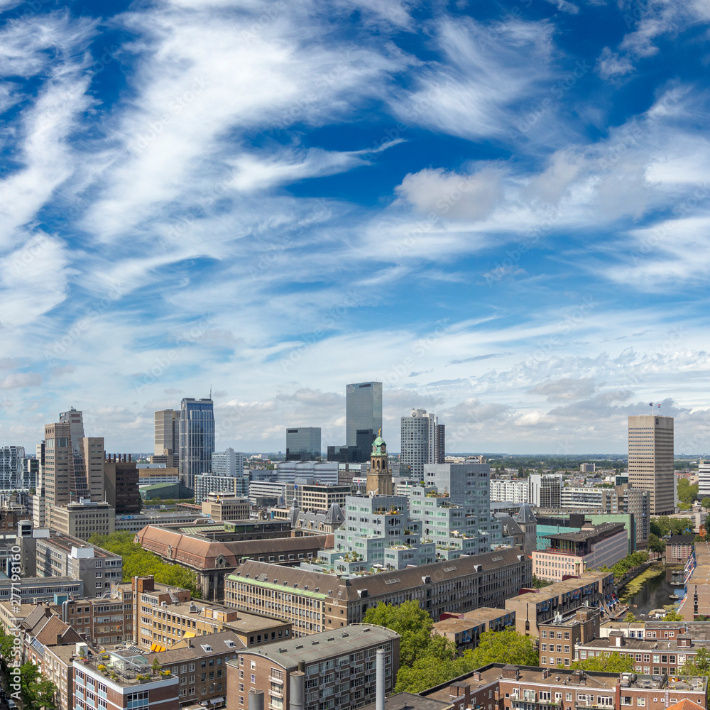 Beautiful cloudscape over of the city center of the city of Rotterdam, the Netherlands