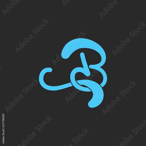 letter b curves water flow design logo vector